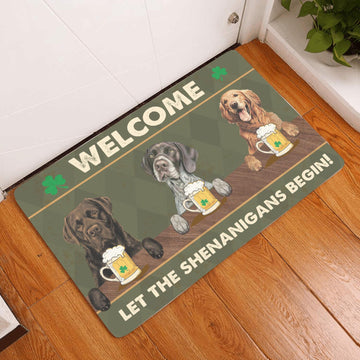 Let The Shenanigans Begin Dog Lovers Personalized Doormat