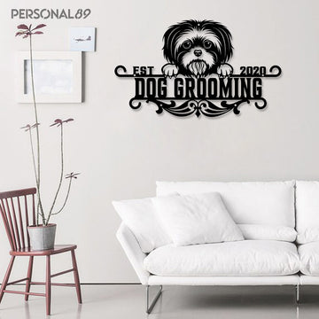 Yorkshire Terrier Dog Grooming Salon - Personalized Salon Metal Sign