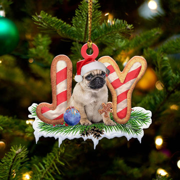 Pug's Joy Of Christmas- One Sided Ornament