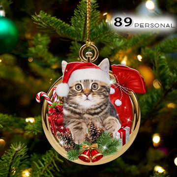 Cat Xmas pocket watch Christmas Holiday - One Sided Ornament