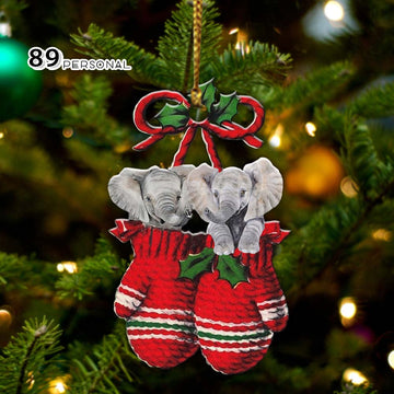 Elephants Inside your gloves Christmas Holiday - One Sided Ornament