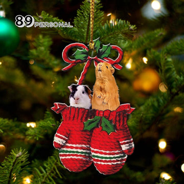 Guinea pig Inside your gloves Christmas Holiday - One Sided Ornament