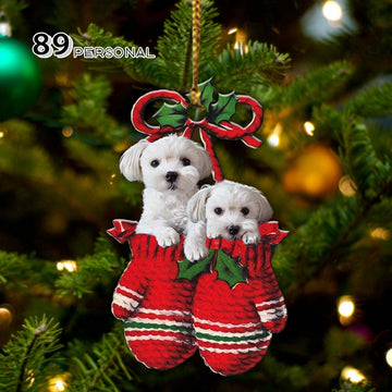 Maltese Inside your gloves Christmas Holiday - One Sided Ornament