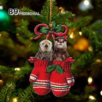 Otter Inside your gloves Christmas Holiday - One Sided Ornament