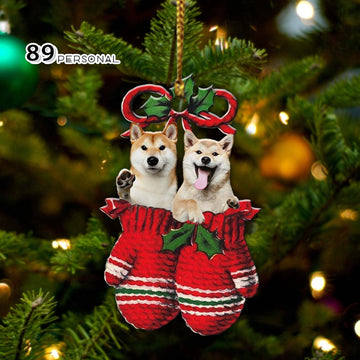 Shiba inu Inside your gloves Christmas Holiday - One Sided Ornament