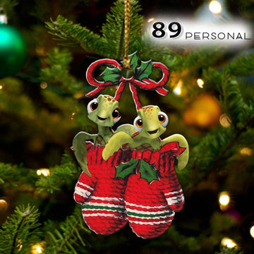 Turtle Inside your gloves Christmas Holiday - One Sided Ornament