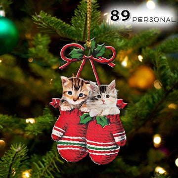 Cat Inside your gloves Christmas Holiday - One Sided Ornament