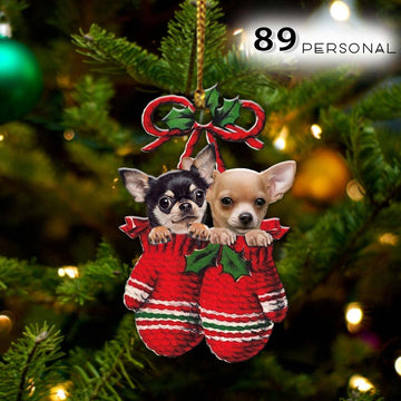 Chihuahuas Inside your gloves Christmas Holiday - One Sided Ornament