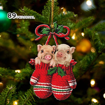 Pigs Inside your gloves Christmas Holiday - One Sided Ornament