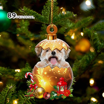 Shih Tzu With Christmas Ball - Two Sided Ornament