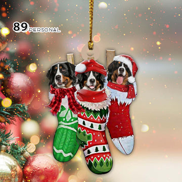 Bernese Mountain Dog In The Sock Christmas Holiday - Two Sided Ornament