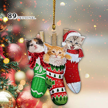 Cute Cats In The Sock Christmas Holiday - Two Sided Ornament