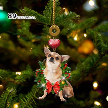 Chihuahua Heart Christmas Holiday - Two Sided Ornament