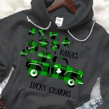 Family Personalized Hoodie Nana's Lucky Charms St Patrick's Day