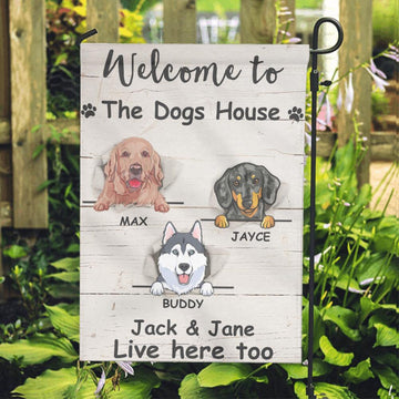 Dog Lovers Personalized Garden Flag Welcome To The Dogs House