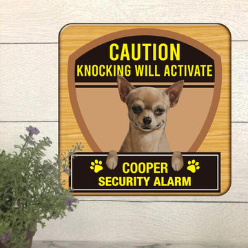 Dog Lovers Caution Security Alarm Personalized Acrylic Sign, gift for Dog Lovers