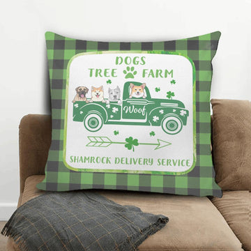 Patrick's Day Dogs Tree Farm Personalized Suedue Pillow, gift for Dog lovers, gift for Patrick's day
