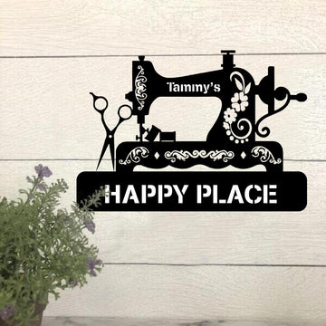 Sewing Lovers Nana's Happy Place Personalized Metal Sign