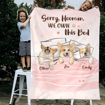 Corgi Sorry Hooman, We Own This Bed - Personalized Blanket - Dog Lovers