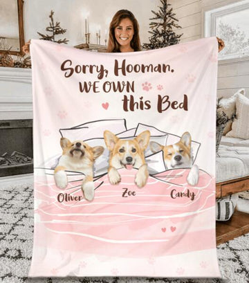 Corgi Sorry Hooman, We Own This Bed - Personalized Blanket - Dog Lovers