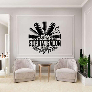 Hair Salon Flowers Barbershop - Personalized Cut Metal Sign
