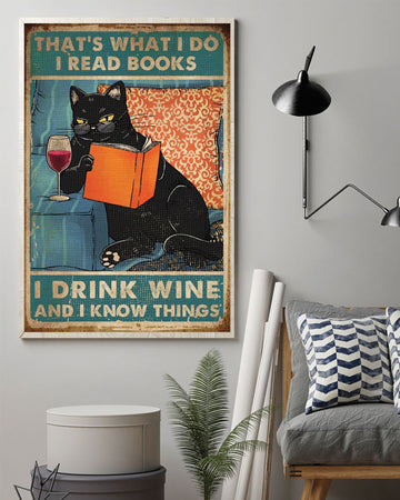 Black Cat I Drink Wine And I Know Things - Matte Canvas, Gift for you, gift for her, gift for him, gift for cat lover