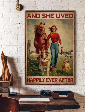 Sheltie And She Lived Happily Ever After - Matte Canvas, Gift for you, gift for her, gift for him, gift for dog lover, gift for sheltie lover