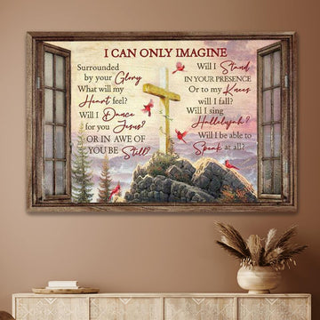 Cardinal I Can Only Imagine Window Frame - Matte Canvas
