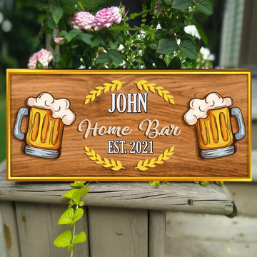 Home Beer Bar for Party Home Decor - Custom Rectangle Wooden Sign