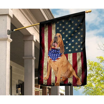 Patriotic Bloodhound Happy Independence Day - House Flag