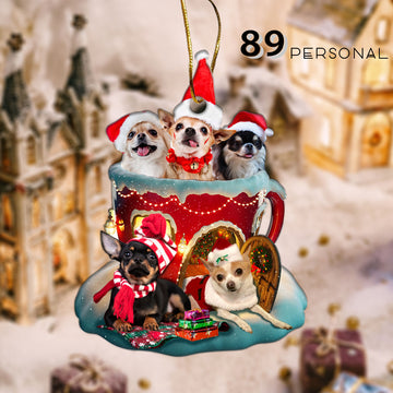 Chihuahua Capuchino Coffee Mug Full Of Love For Christmas Holiday - One Sided Ornament