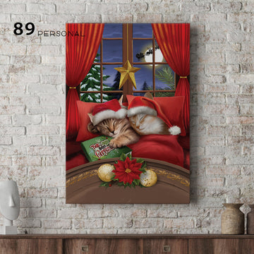 Cute Cats Twas The Night Before Christmas Matte Canvas