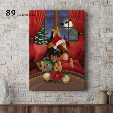 Cute Dachshunds Twas The Night Before Christmas Matte Canvas