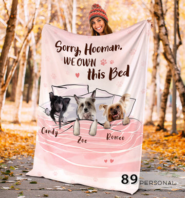 Chinese Cresteds Sorry Hooman, We Own This Bed - Personalized Blanket - Dog Lovers