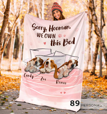 Basset Hounds Sorry Hooman, We Own This Bed - Personalized Blanket - Dog Lovers