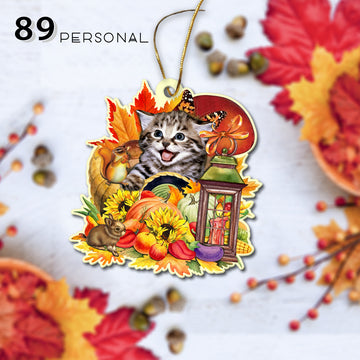 Cute Cat Thanksgiving Holiday - Two Sided Ornament
