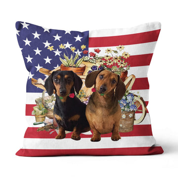 FLOWERS AND DACHSHUND GIFT FOR YOU Canvas Pillow