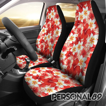 Hawaiian Floral Tropical Red Hibiscus Pattern Print Car Seat Covers