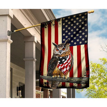 Patriotic Owl Happy Independence Day - House Flag