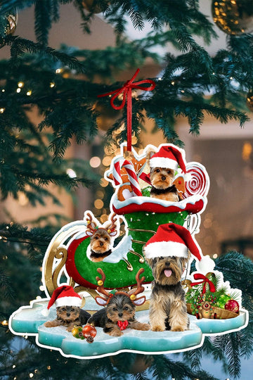 Yorkshire Terrier Christmas skate playground Shape Ornament