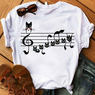 Cat charming music note T-shirt 38  S M L XL 2XL 3XL 4XL 5XL