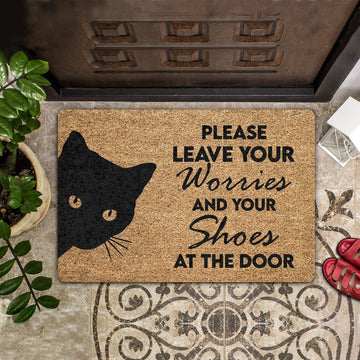 PLEASE LEAVE YOUR WORRIES AND YOUR SHOES COIR PATTERN ALL OVER PRINTING DOORMAT