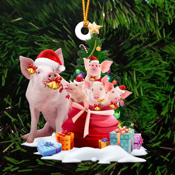 Pig and gift bags gift for her gift for him gift for Pig lover ornament