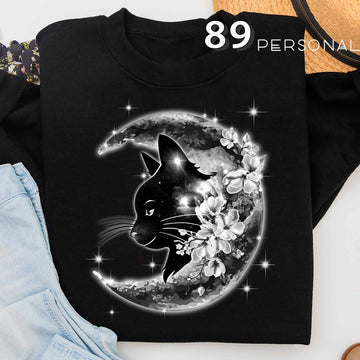 Black Cat Sparkling moonlight Black Standard T-Shirt