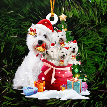 Westie and gift bags gift for her gift for him gift for Westie lover ornament