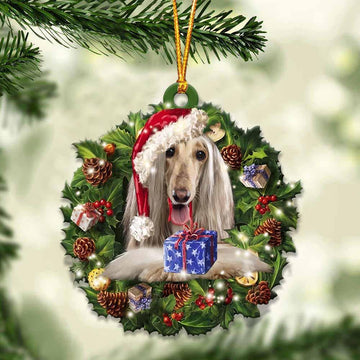 Afghan Hound and Christmas gift for Afghan Hound lover - One side ornament