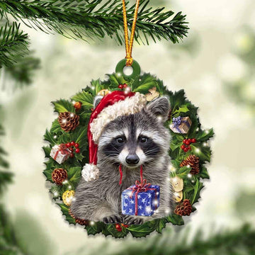 Raccoon and Christmas gift for her gift for him gift for Raccoon lover ornament