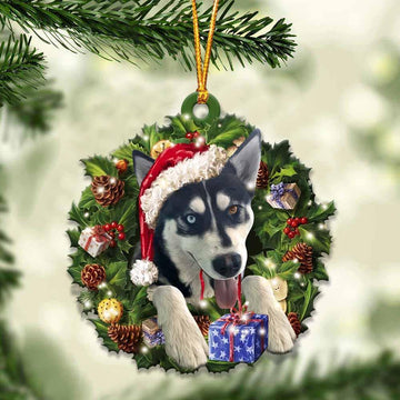 Husky and Christmas gift for her gift for him gift for Husky lover ornament cus
