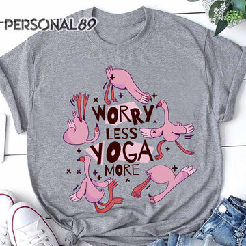 Flamingo Worry Less Yoga More Standard T-Shirt
