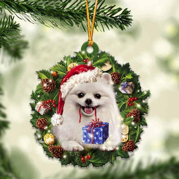White Pomeranian and Christmas gift for her gift for him gift for White Pomeranian lover ornament